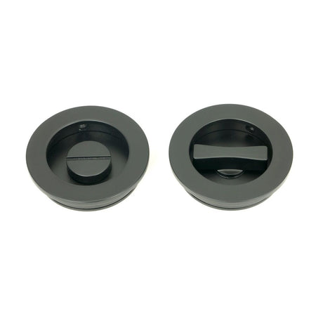 From The Anvil - Matt Black 60mm Plain Round Pull - Privacy Set | Sku. 50220 | Trade Door Handles.