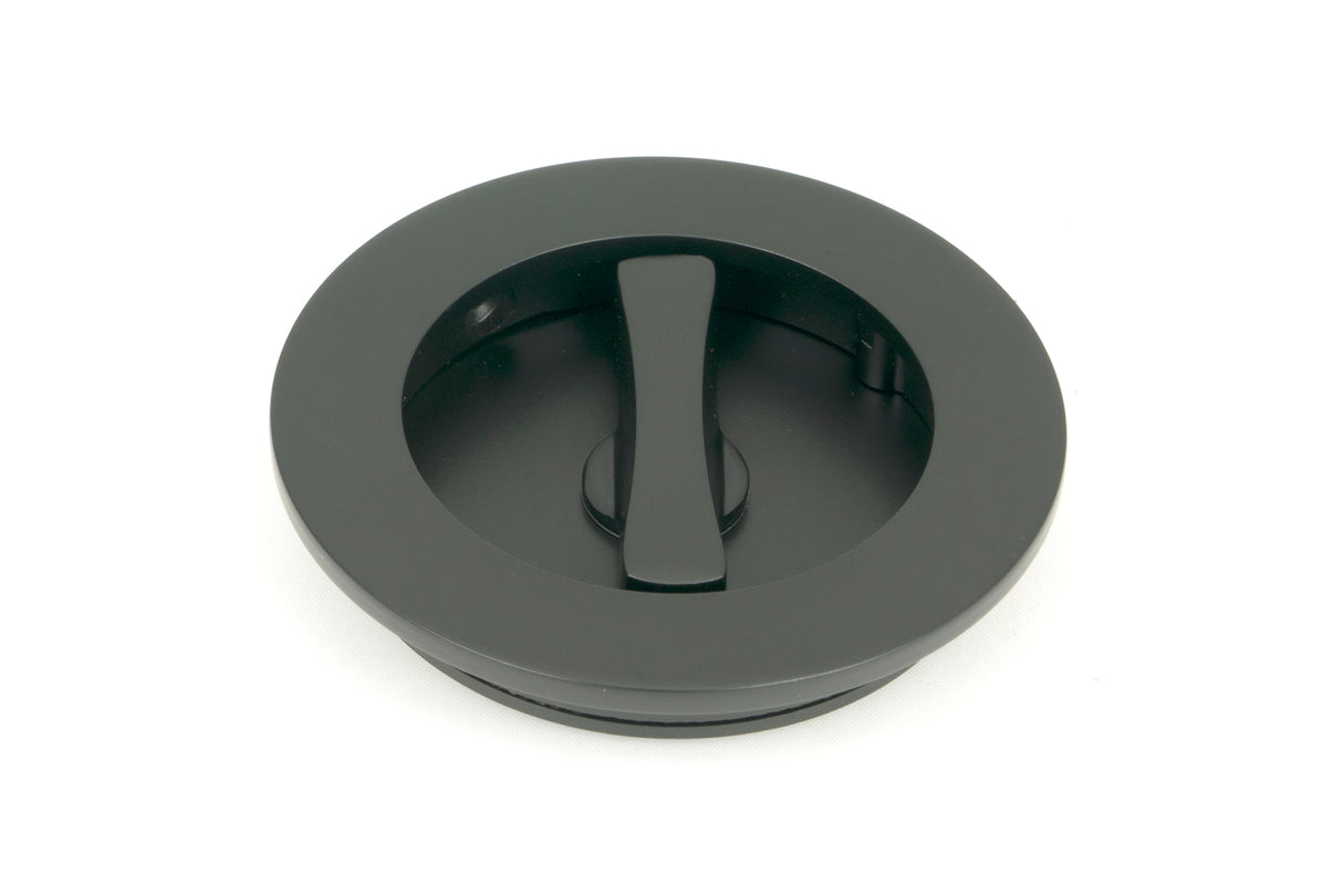 From The Anvil - Matt Black 75mm Plain Round Pull - Privacy Set | Sku. 50221 | Trade Door Handles.