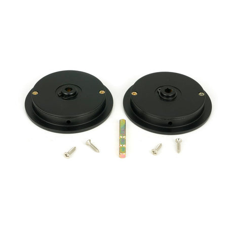 From The Anvil - Matt Black 75mm Plain Round Pull - Privacy Set | Sku. 50221 | Trade Door Handles.