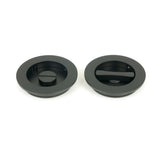 From The Anvil - Matt Black 75mm Plain Round Pull - Privacy Set | Sku. 50221 | Trade Door Handles.