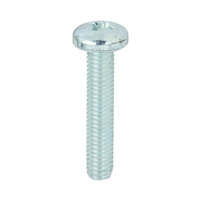 This is an image of Timco - Metric Threaded Machine Screws - PZ - Pan Head - Zinc M5 x 25mm - (100 PCS Box) 5025PPM