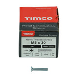 This is an image of Timco - Metric Threaded Machine Screws - PZ - Countersunk - Zinc M5 x 30mm - (100 PCS Box) 5030CPM