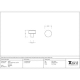 From The Anvil - Matt Black Kelso Cabinet Knob - 25mm (No rose) | Sku. 50338 | Trade Door Handles.