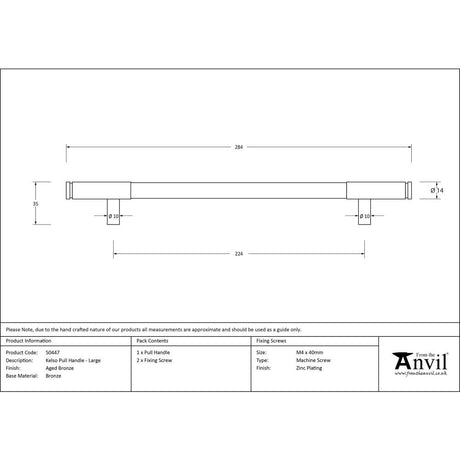 From The Anvil - Aged Bronze Kelso Pull Handle - Large | Sku. 50447 | Trade Door Handles.