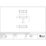 From The Anvil - Aged Brass Kahlo T-Bar | Sku. 50505 | Trade Door Handles.