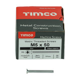 This is an image of Timco - Metric Threaded Machine Screws - PZ - Countersunk - Zinc M5 x 50mm - (100 PCS Box) 5050CPM
