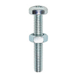 This is an image of Timco - Machine Screws - PZ - Pan & Hex Nuts - Zinc M5 x 50mm - (10 PCS TIMpac) 5050PPMHNP
