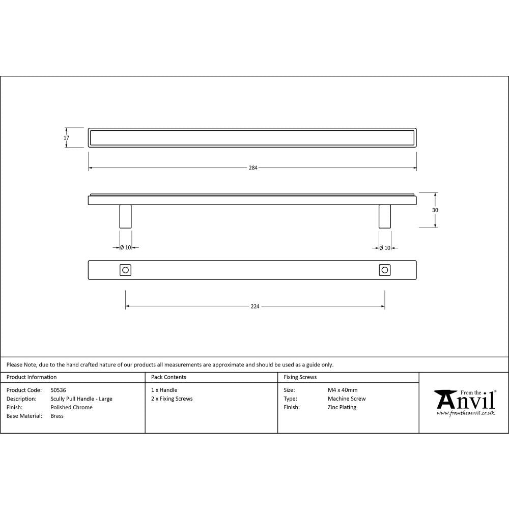 From The Anvil - Polished Chrome Scully Pull Handle - Large | Sku. 50536 | Trade Door Handles.