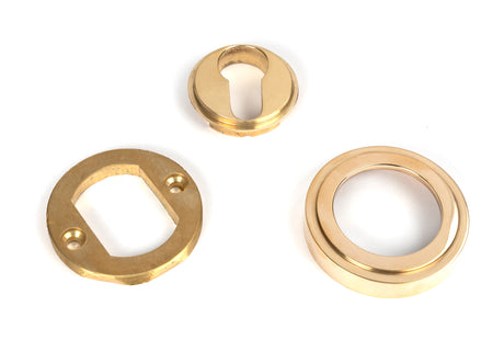 From The Anvil - Polished Brass Round Euro Escutcheon (Art Deco) | Sku. 50593 | Trade Door Handles.