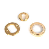 From The Anvil - Polished Brass Round Euro Escutcheon (Art Deco) | Sku. 50593 | Trade Door Handles.