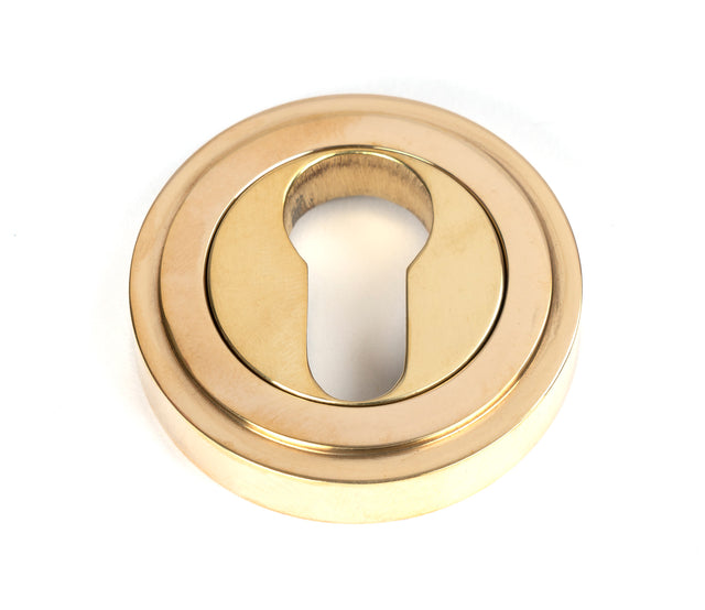 From The Anvil - Polished Brass Round Euro Escutcheon (Art Deco) | Sku. 50593 | Trade Door Handles.