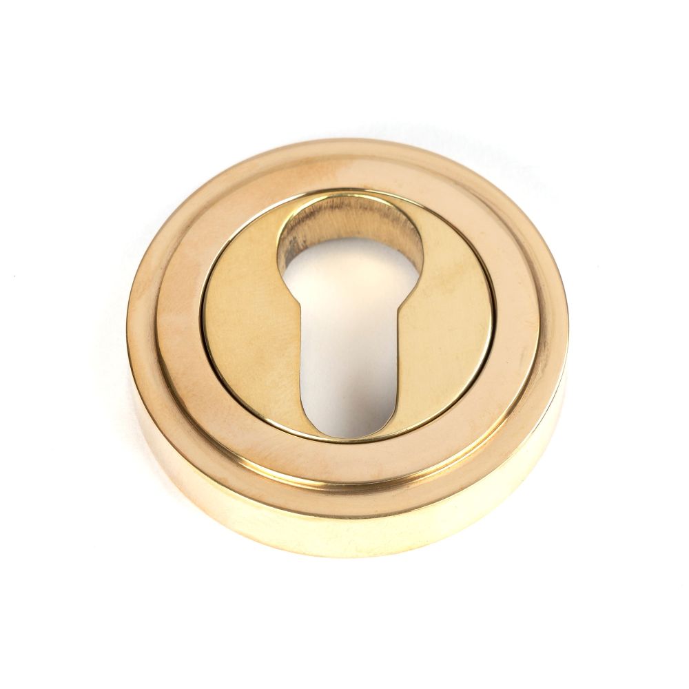From The Anvil - Polished Brass Round Euro Escutcheon (Art Deco) | Sku. 50593 | Trade Door Handles.