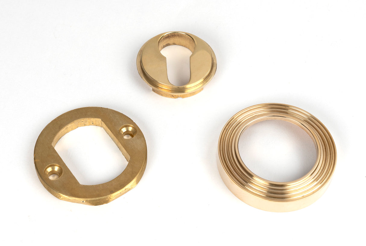 From The Anvil - Polished Brass Round Euro Escutcheon (Beehive) | Sku. 50594 | Trade Door Handles.