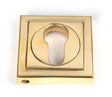 From The Anvil - Polished Brass Round Euro Escutcheon (Square) | Sku. 50595 | Trade Door Handles.