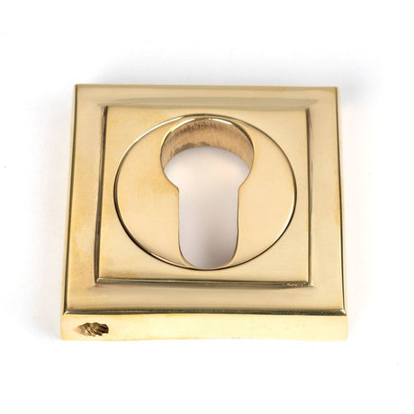 From The Anvil - Polished Brass Round Euro Escutcheon (Square) | Sku. 50595 | Trade Door Handles.