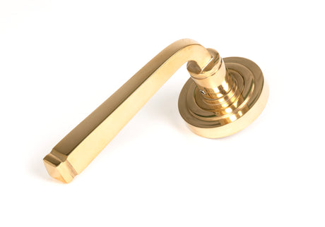 From The Anvil - Polished Brass Avon Round Lever on Rose Set (Art Deco) | Sku. 50598 | Trade Door Handles.
