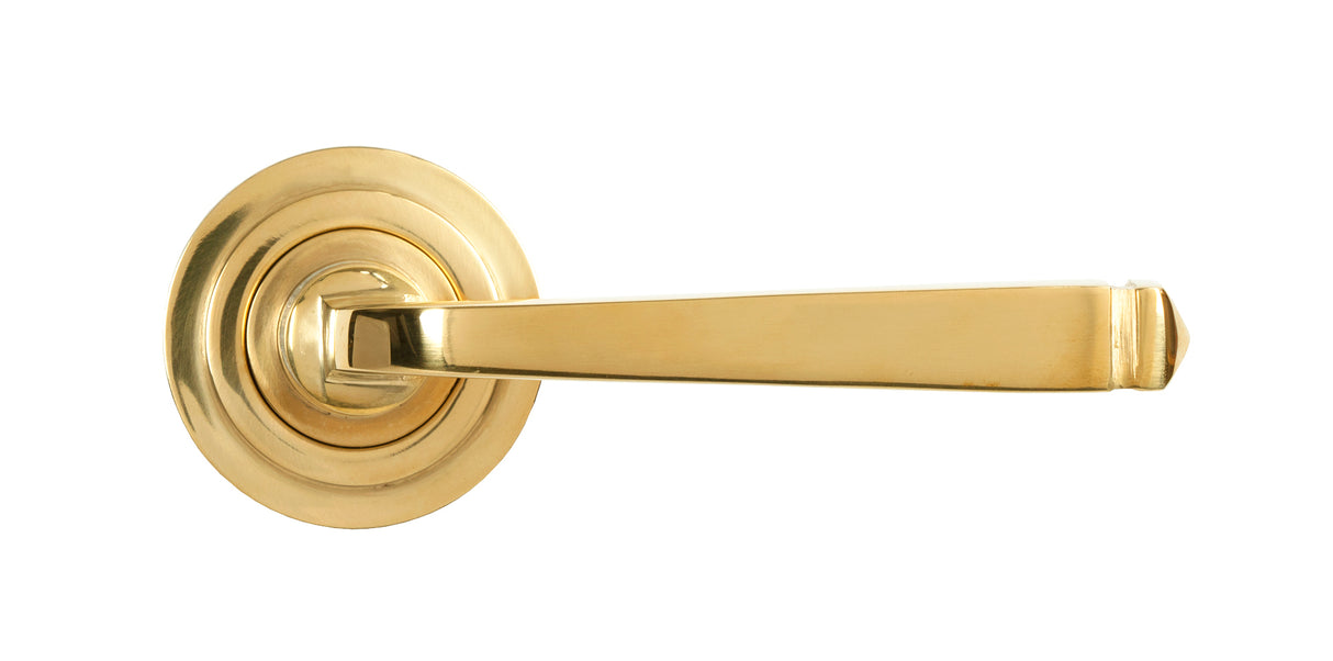 From The Anvil - Polished Brass Avon Round Lever on Rose Set (Art Deco) - Unsprung | Sku. 50599 | Trade Door Handles.