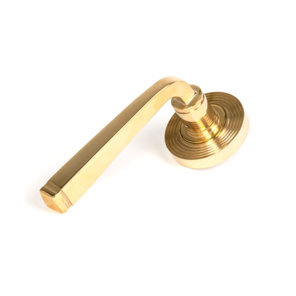 From The Anvil - Polished Brass Avon Round Lever on Rose Set (Beehive) - Unsprung | Sku. 50601 | Trade Door Handles.