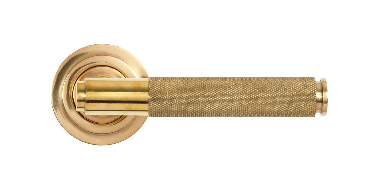 From The Anvil - Polished Brass Brompton Lever on Rose Set (Art Deco) | Sku. 50607 | Trade Door Handles.