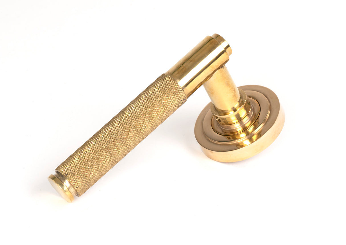 From The Anvil - Polished Brass Brompton Lever on Rose Set (Art Deco) | Sku. 50607 | Trade Door Handles.