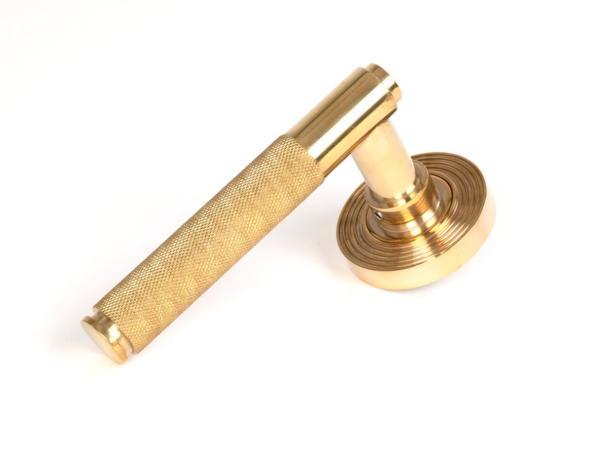 From The Anvil - Polished Brass Brompton Lever on Rose Set (Beehive) | Sku. 50609 | Trade Door Handles.