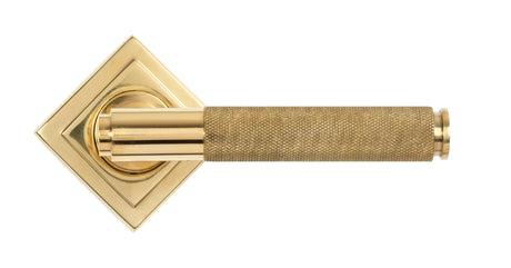 From The Anvil - Polished Brass Brompton Lever on Rose Set (Square) | Sku. 50611 | Trade Door Handles.