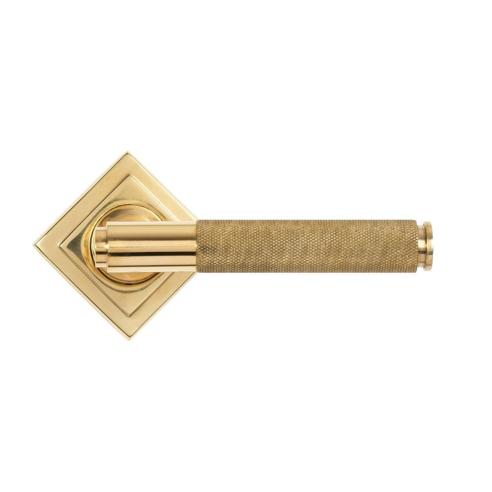 From The Anvil - Polished Brass Brompton Lever on Rose Set (Square) | Sku. 50611 | Trade Door Handles.