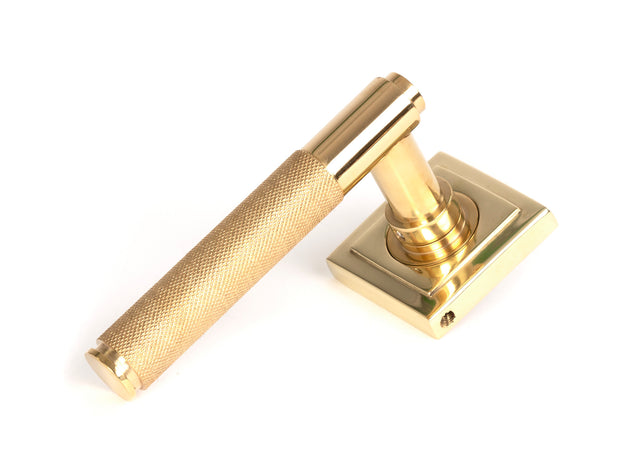 From The Anvil - Polished Brass Brompton Lever on Rose Set (Square) - Unsprung | Sku. 50612 | Trade Door Handles.