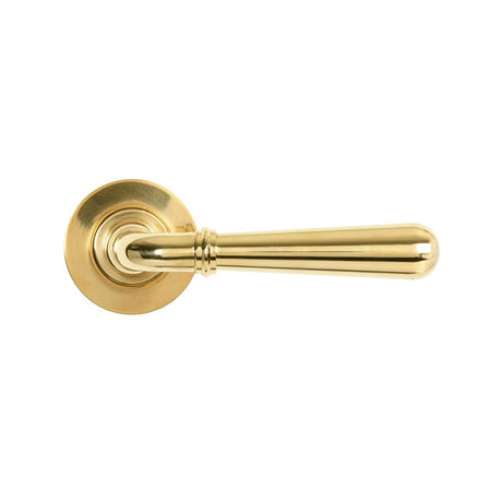 From The Anvil - Polished Brass Newbury Lever on Rose Set (Plain) - Unsprung | Sku. 50619 | Trade Door Handles.