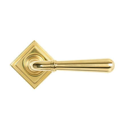 From The Anvil - Polished Brass Newbury Lever on Rose Set (Square) - Unsprung | Sku. 50625 | Trade Door Handles.