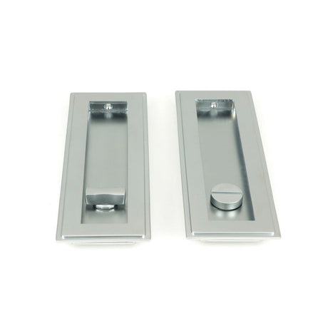 From The Anvil - Satin Chrome 175mm Art Deco Rectangular Pull - Privacy Set | Sku. 50640 | Trade Door Handles.
