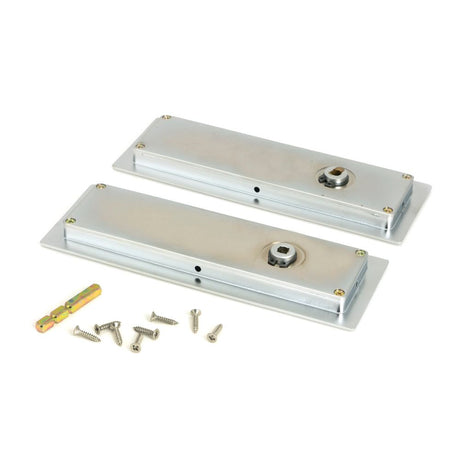 From The Anvil - Satin Chrome 175mm Art Deco Rectangular Pull - Privacy Set | Sku. 50640 | Trade Door Handles.