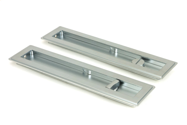 From The Anvil - Satin Chrome 250mm Art Deco Rectangular Pull - Privacy Set | Sku. 50641 | Trade Door Handles.