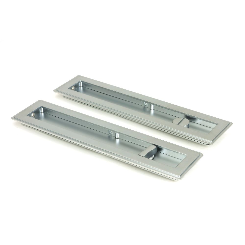 From The Anvil - Satin Chrome 250mm Art Deco Rectangular Pull - Privacy Set | Sku. 50641 | Trade Door Handles.