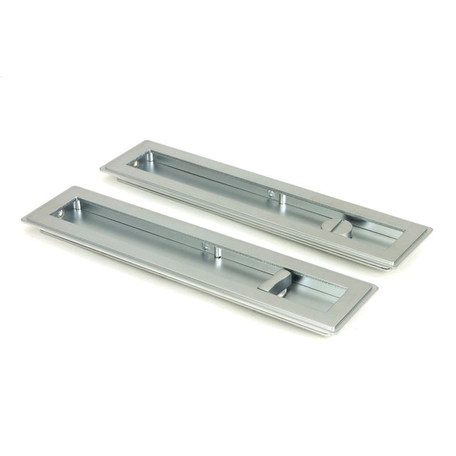 From The Anvil - Satin Chrome 250mm Art Deco Rectangular Pull - Privacy Set | Sku. 50641 | Trade Door Handles.