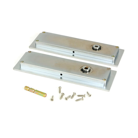From The Anvil - Satin Chrome 175mm Plain Rectangular Pull - Privacy Set | Sku. 50642 | Trade Door Handles.