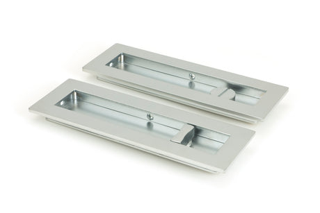 From The Anvil - Satin Chrome 175mm Plain Rectangular Pull - Privacy Set | Sku. 50642 | Trade Door Handles.