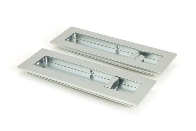 From The Anvil - Satin Chrome 175mm Plain Rectangular Pull - Privacy Set | Sku. 50642 | Trade Door Handles.