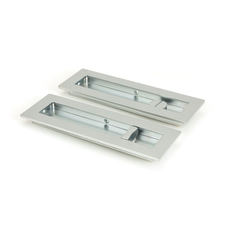From The Anvil - Satin Chrome 175mm Plain Rectangular Pull - Privacy Set | Sku. 50642 | Trade Door Handles.