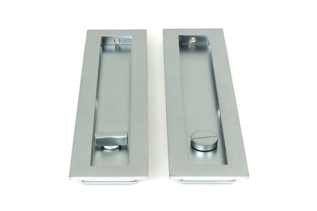 From The Anvil - Satin Chrome 250mm Plain Rectangular Pull - Privacy Set | Sku. 50643 | Trade Door Handles.