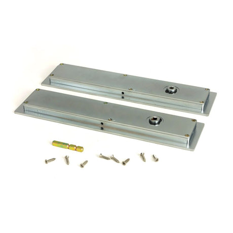 From The Anvil - Satin Chrome 250mm Plain Rectangular Pull - Privacy Set | Sku. 50643 | Trade Door Handles.