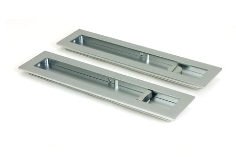 From The Anvil - Satin Chrome 250mm Plain Rectangular Pull - Privacy Set | Sku. 50643 | Trade Door Handles.