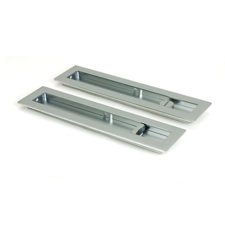 From The Anvil - Satin Chrome 250mm Plain Rectangular Pull - Privacy Set | Sku. 50643 | Trade Door Handles.