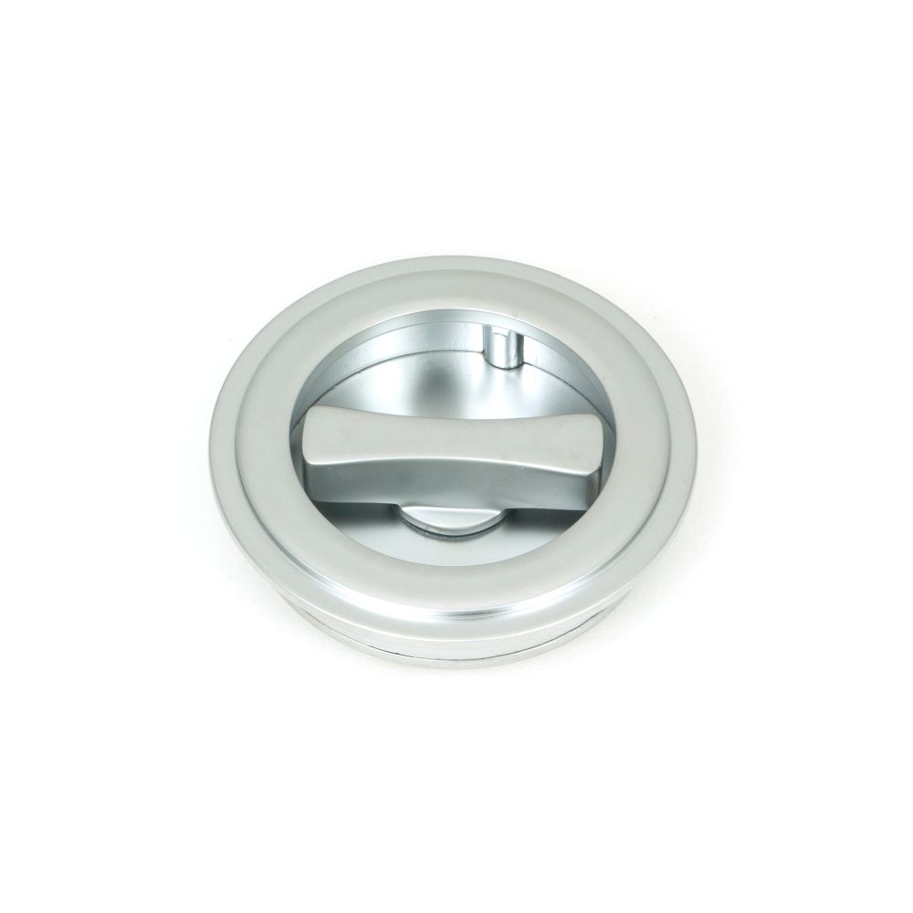 From The Anvil - Satin Chrome 60mm Art Deco Round Pull - Privacy Set | Sku. 50648 | Trade Door Handles.