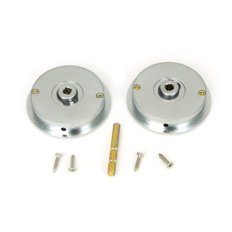 From The Anvil - Satin Chrome 60mm Art Deco Round Pull - Privacy Set | Sku. 50648 | Trade Door Handles.