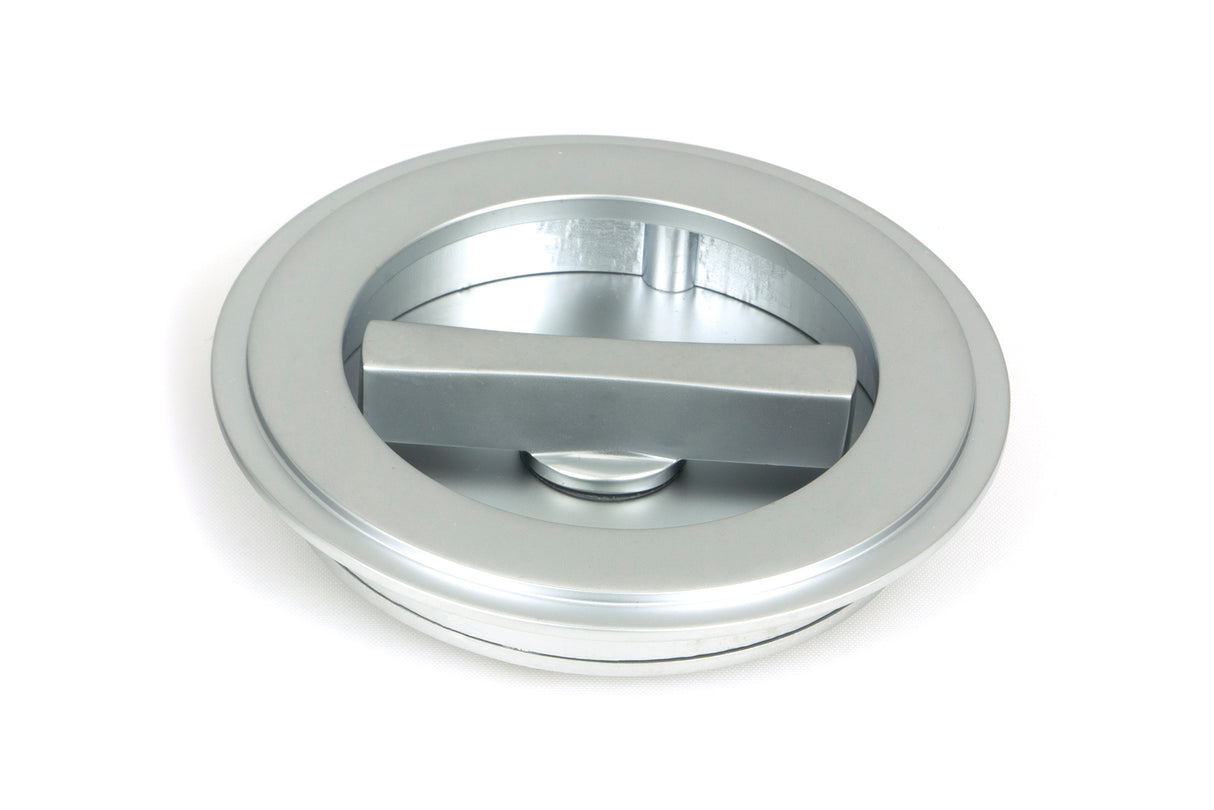 From The Anvil - Satin Chrome 75mm Art Deco Round Pull - Privacy Set | Sku. 50649 | Trade Door Handles.