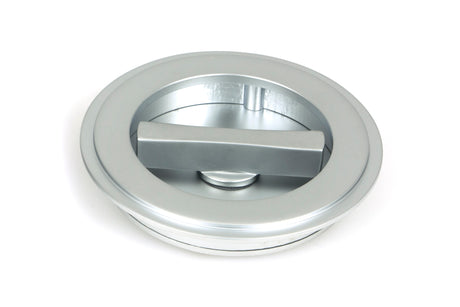From The Anvil - Satin Chrome 75mm Art Deco Round Pull - Privacy Set | Sku. 50649 | Trade Door Handles.