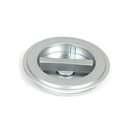From The Anvil - Satin Chrome 75mm Art Deco Round Pull - Privacy Set | Sku. 50649 | Trade Door Handles.