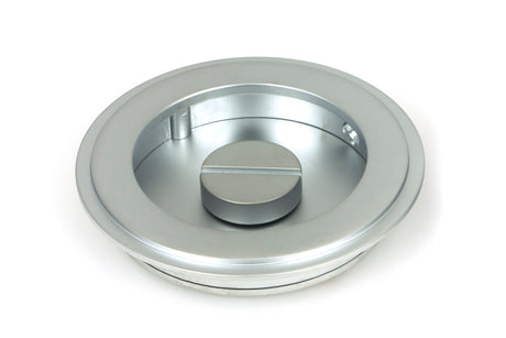 From The Anvil - Satin Chrome 75mm Art Deco Round Pull - Privacy Set | Sku. 50649 | Trade Door Handles.