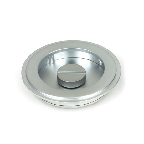 From The Anvil - Satin Chrome 75mm Art Deco Round Pull - Privacy Set | Sku. 50649 | Trade Door Handles.